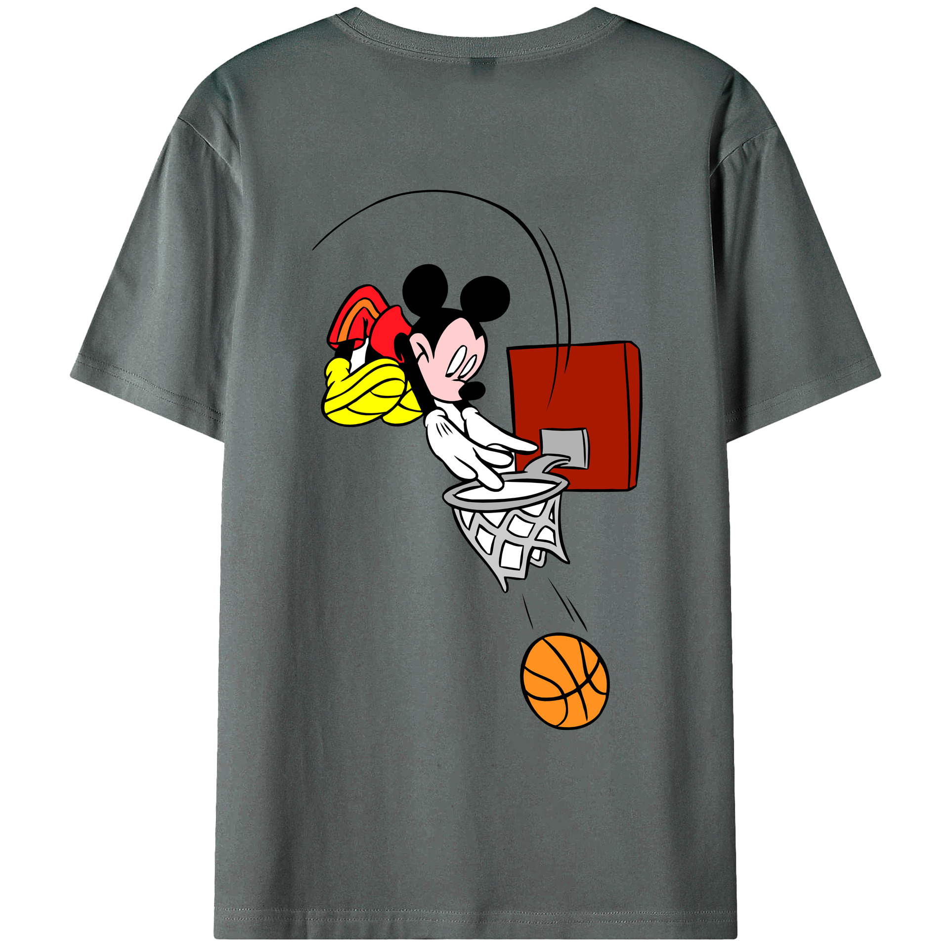ミッキーマウス Mickey Mouse 綿100％ メンズ半袖Tシャツ（バックプリント） 通気性